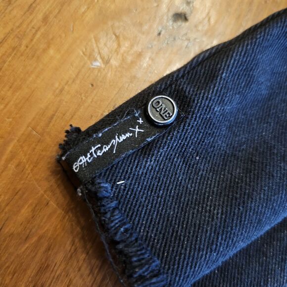 One Teaspoon Pleated Mid Waist Micro Mini Denim Skirt Sz 26 Black - Picture 3 of 7